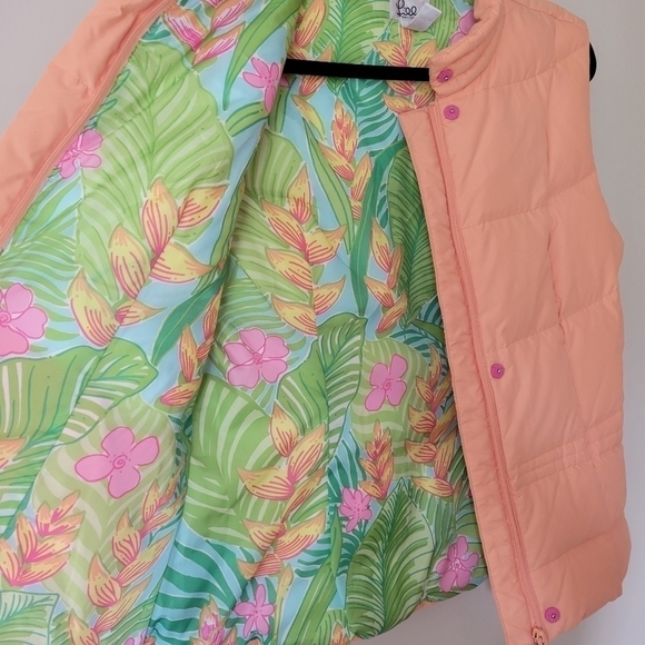 Lilly Pulitzer White Label Creamsicle Orange Down Puffer Vest Size Large - Picture 7 of 8